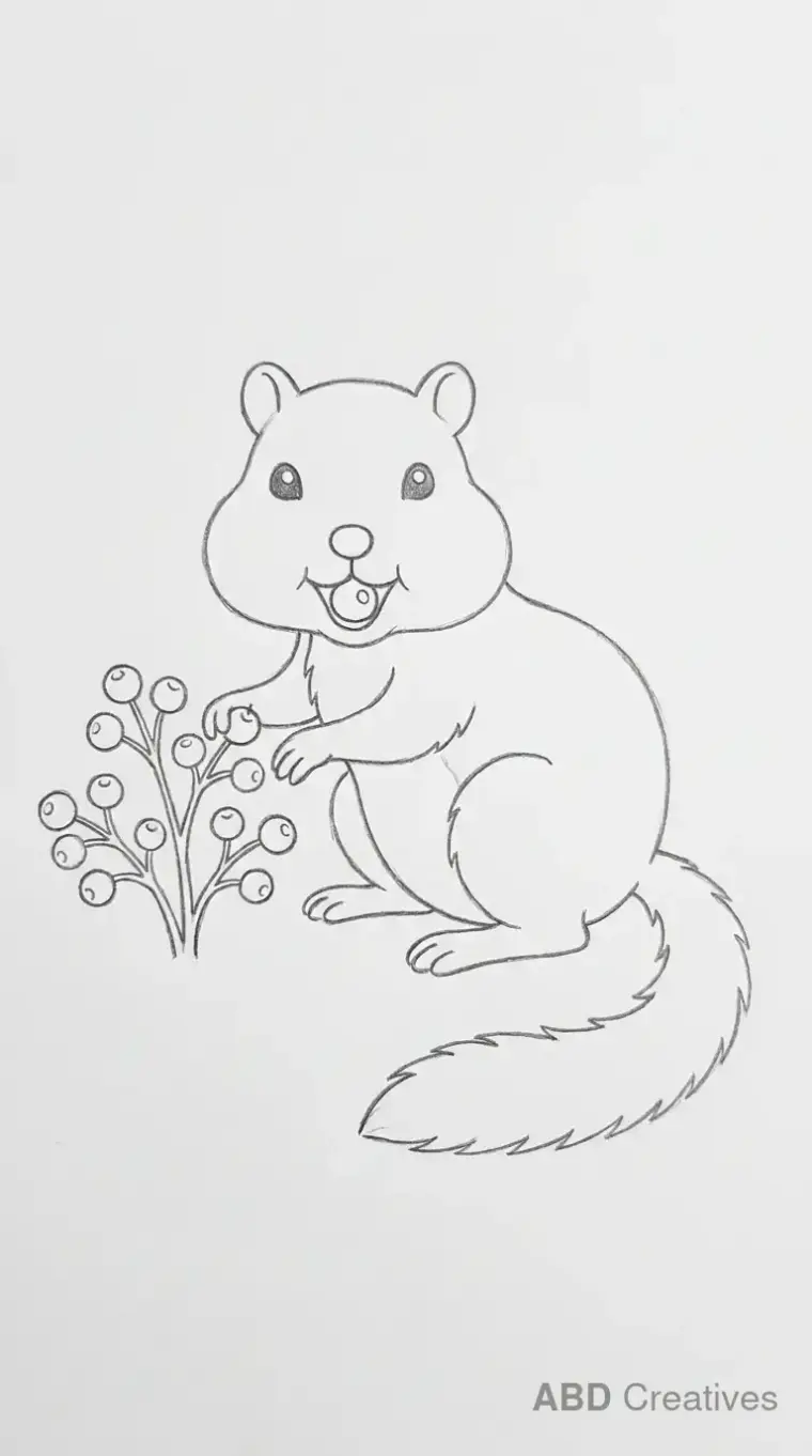 Chipmunk Eating Berries Outline