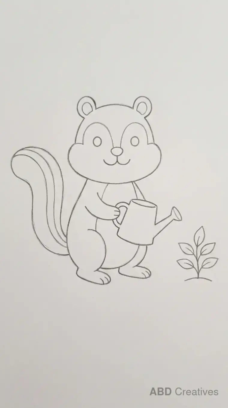 Chipmunk Holding a Watering Can
