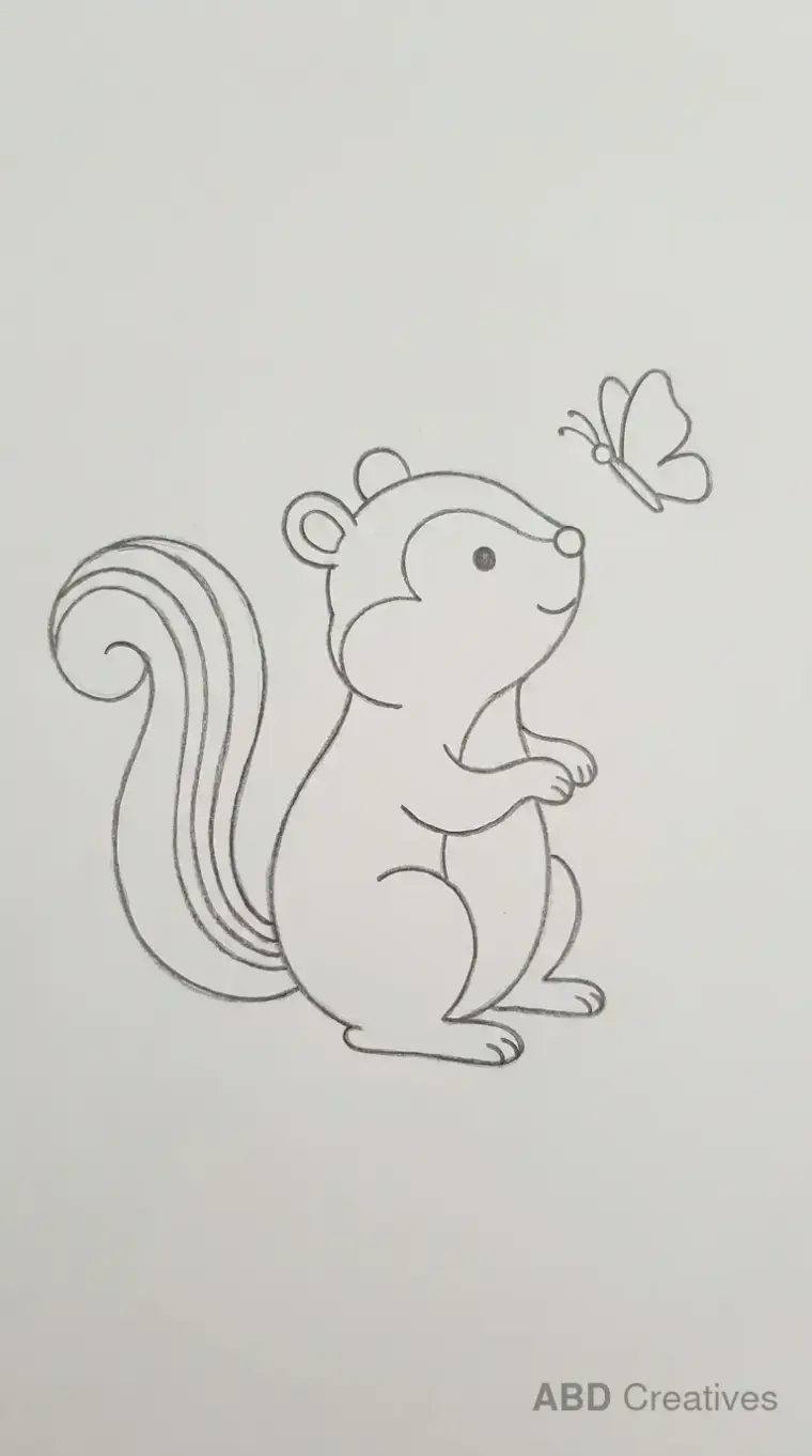 Chipmunk Looking at a Butterfly