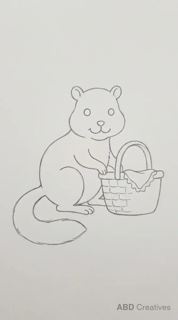 Chipmunk Sitting Beside a Picnic Basket