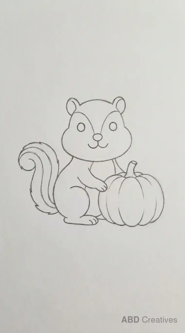 Chipmunk Sitting Beside a Pumpkin