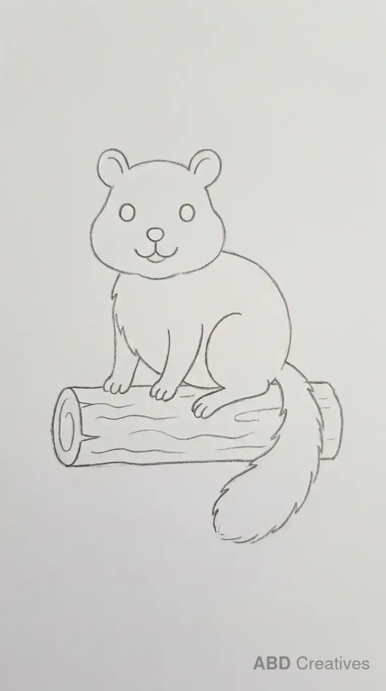 Chipmunk Sitting on a Log Outline