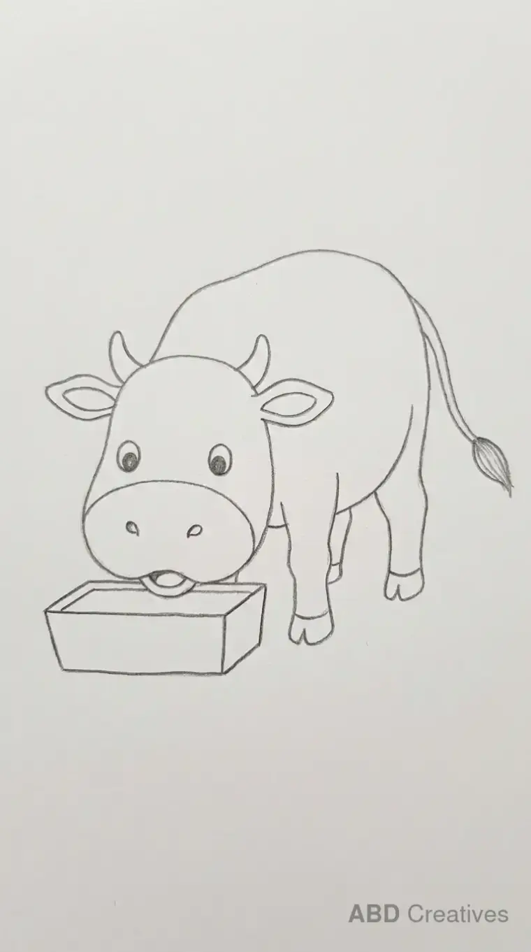Cow Drinking Water from a Trough