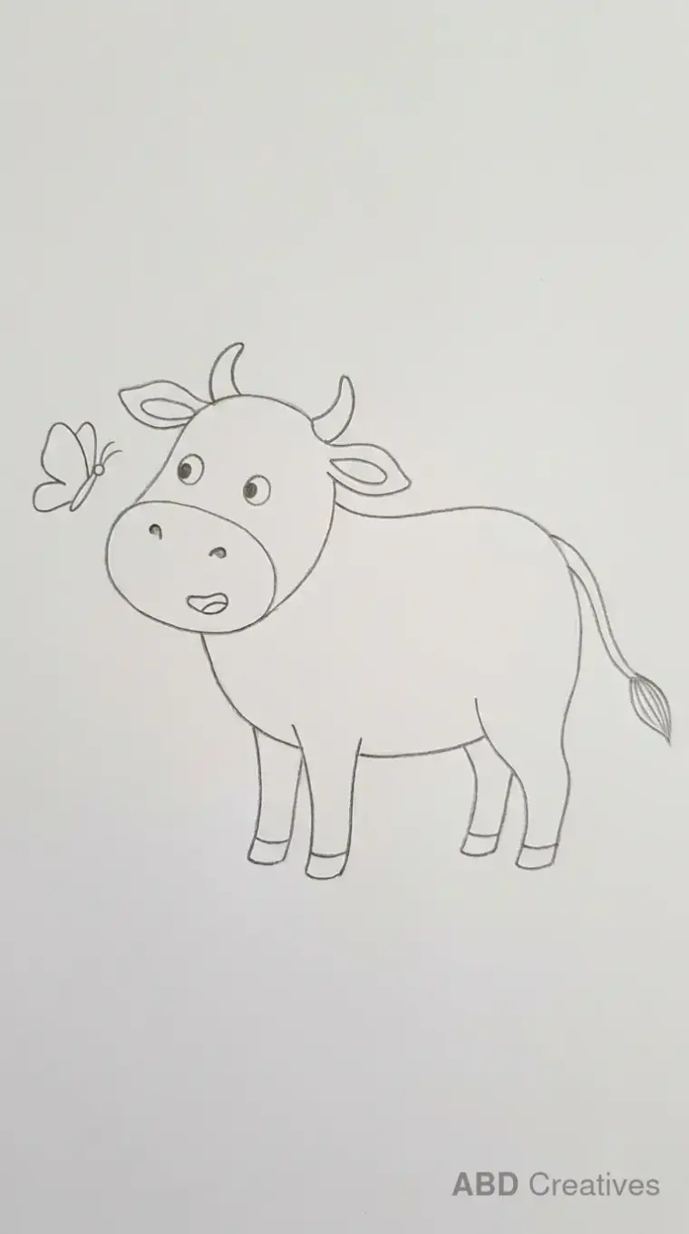 Cow Looking at a Butterfly