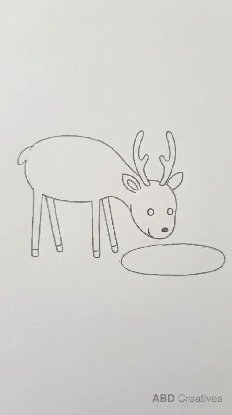 Deer Drinking from a Pond