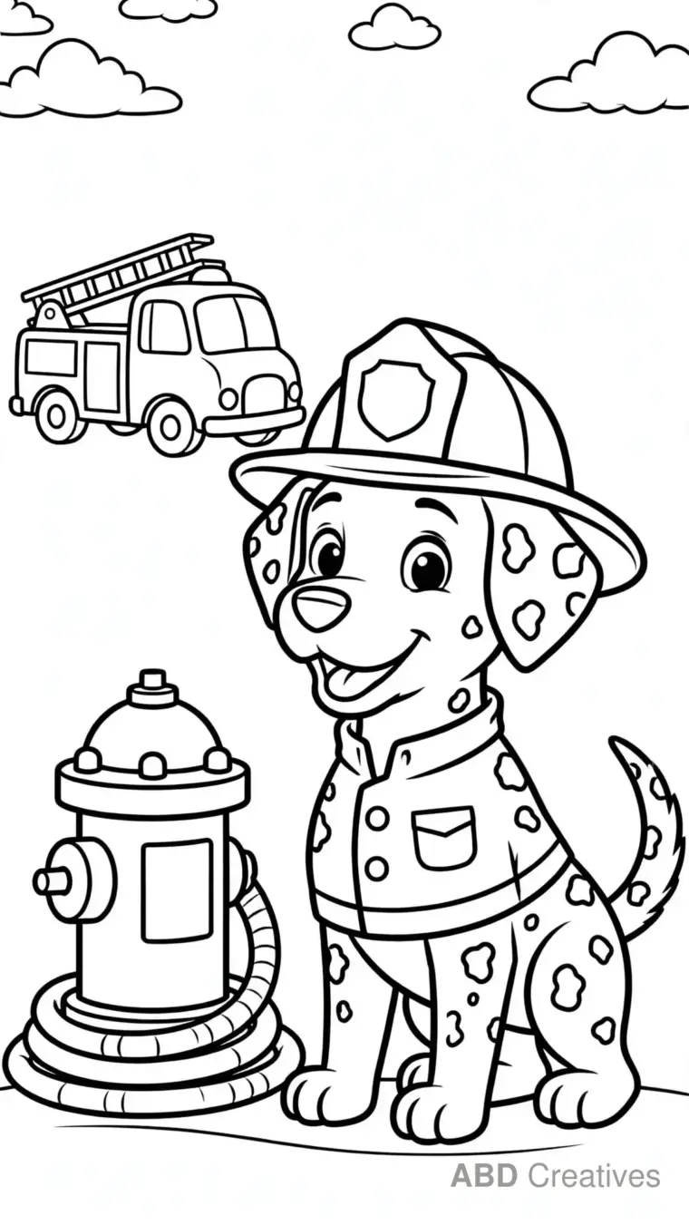 Firefighter Dalmatian Coloring Page