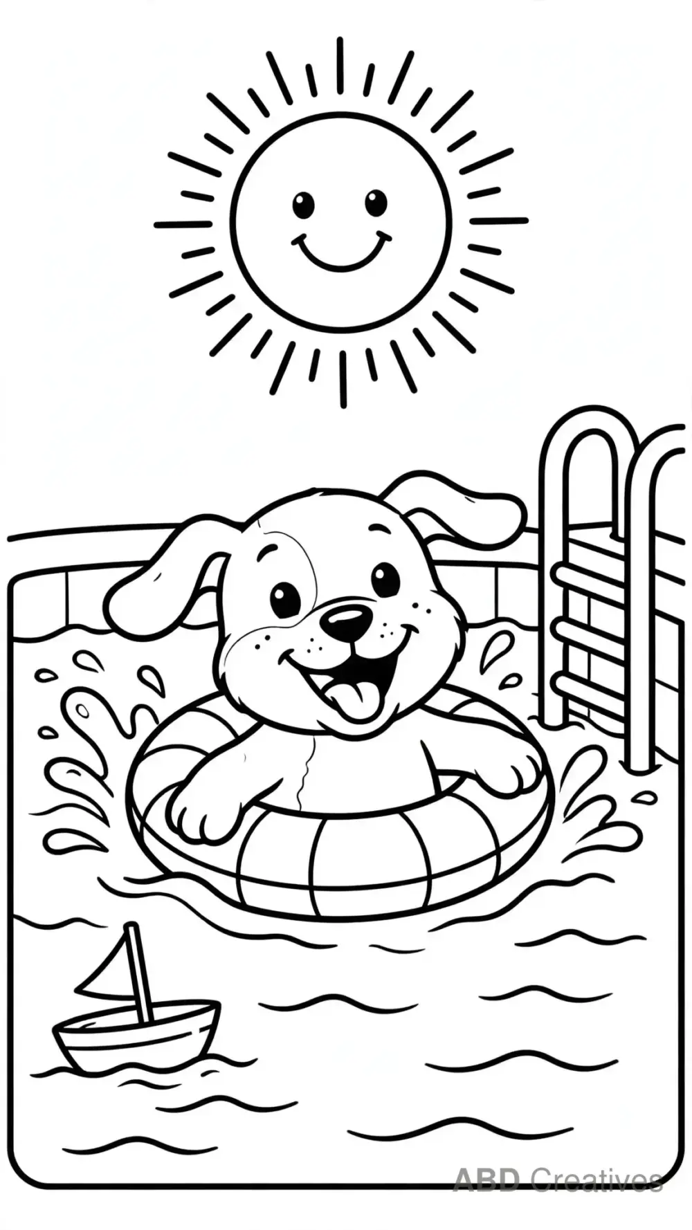 Puppy Pool Party Coloring Page