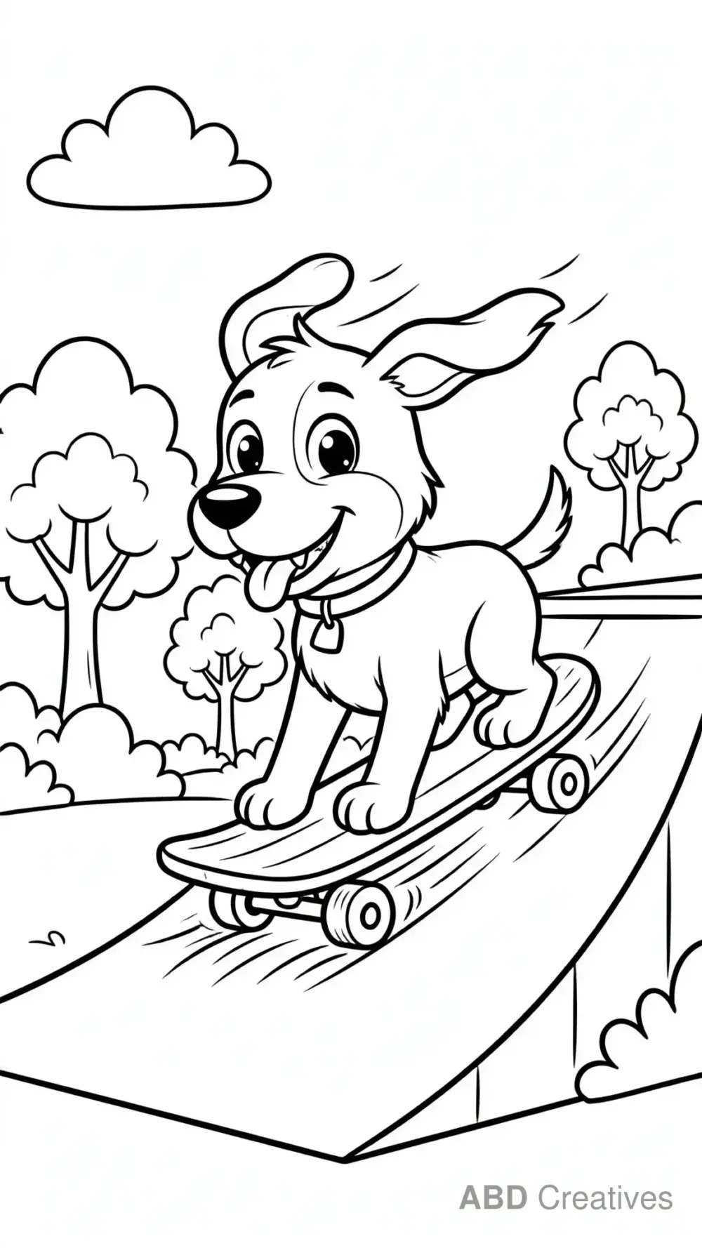 Skateboarding Dog Coloring Page
