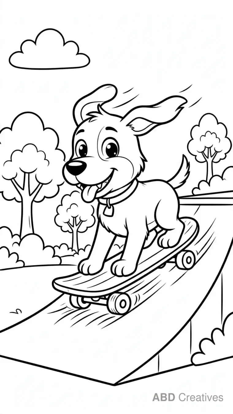 Skateboarding Dog Coloring Page