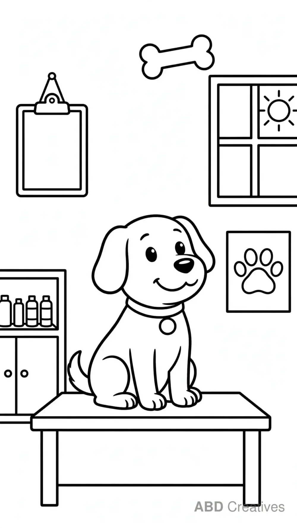Dog’s Vet Checkup Day Coloring Page