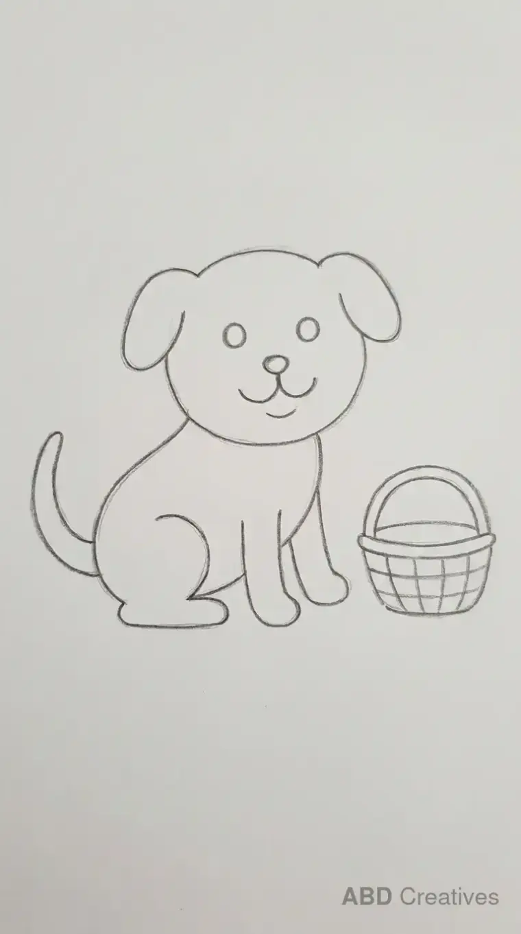 Dog Sitting Beside a Basket