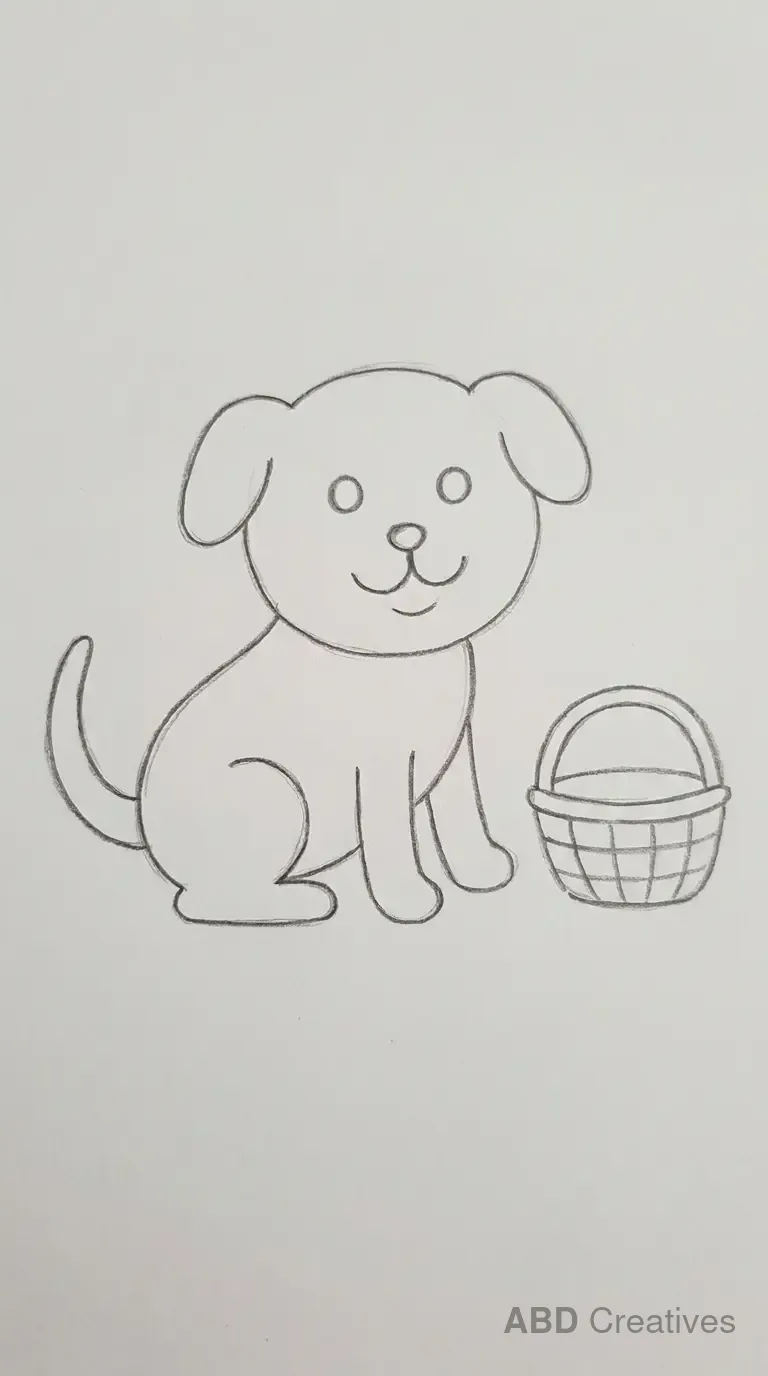 Dog Sitting Beside a Basket