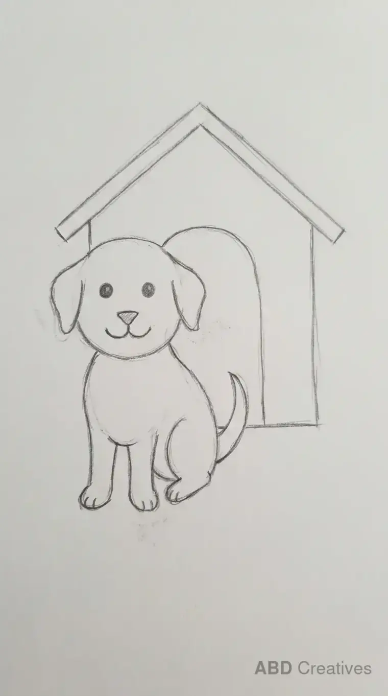 Dog in Front of Its Kennel