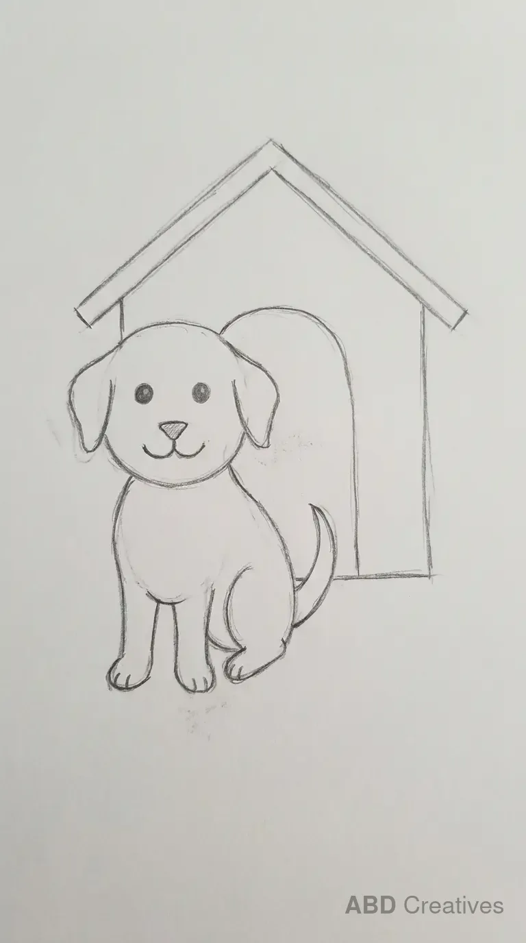 Dog in Front of Its Kennel