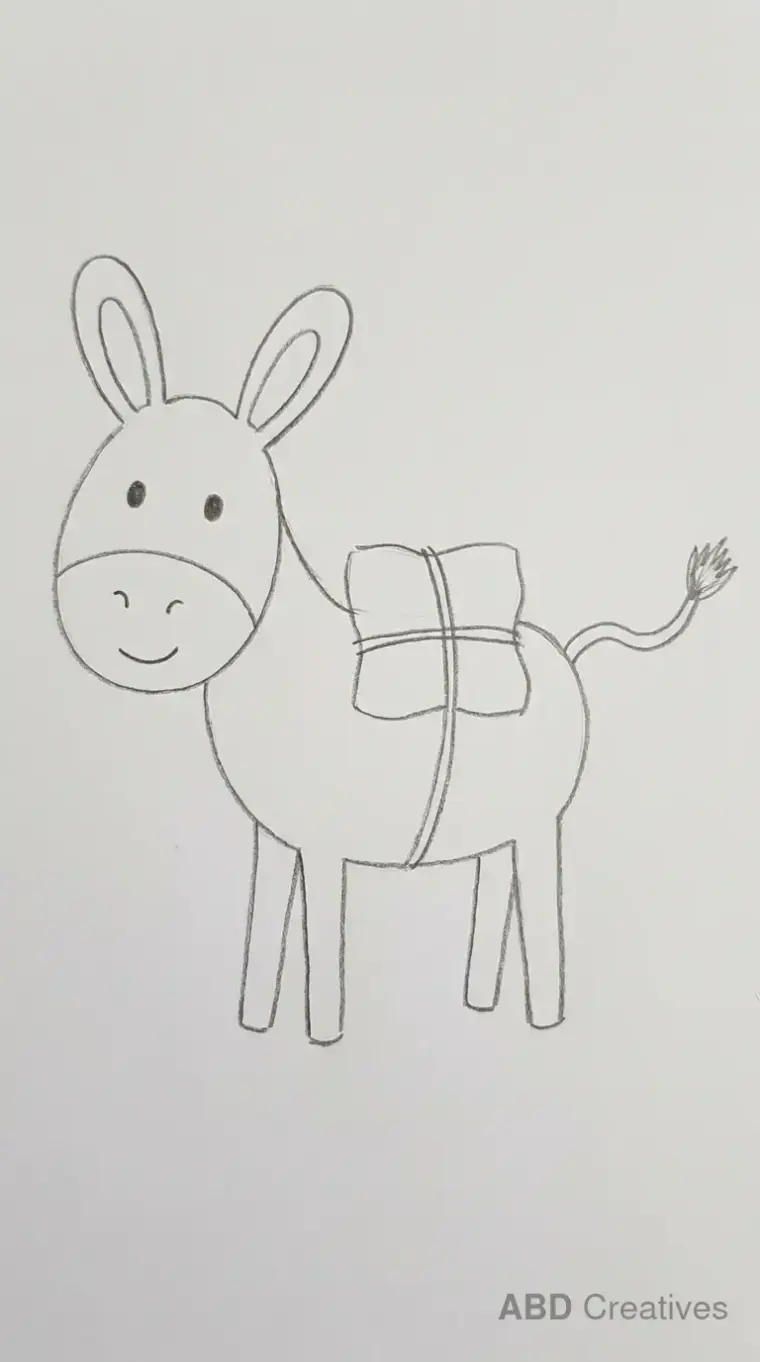 Donkey Carrying a Gift Box Outline