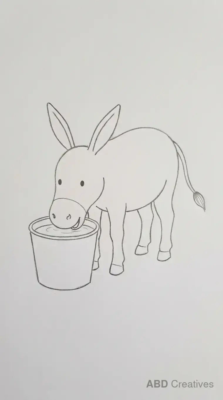 Donkey Drinking from Water Bucket