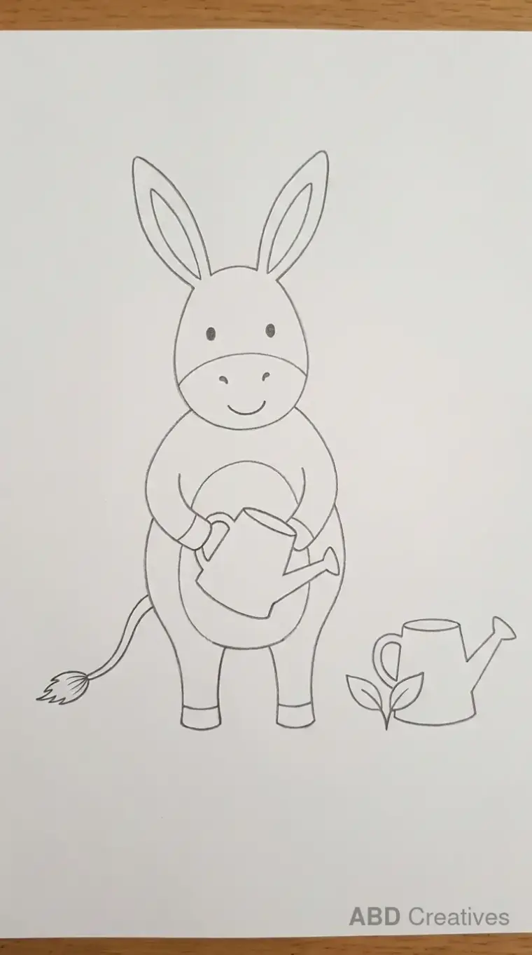 Donkey Holding Watering Can Outline