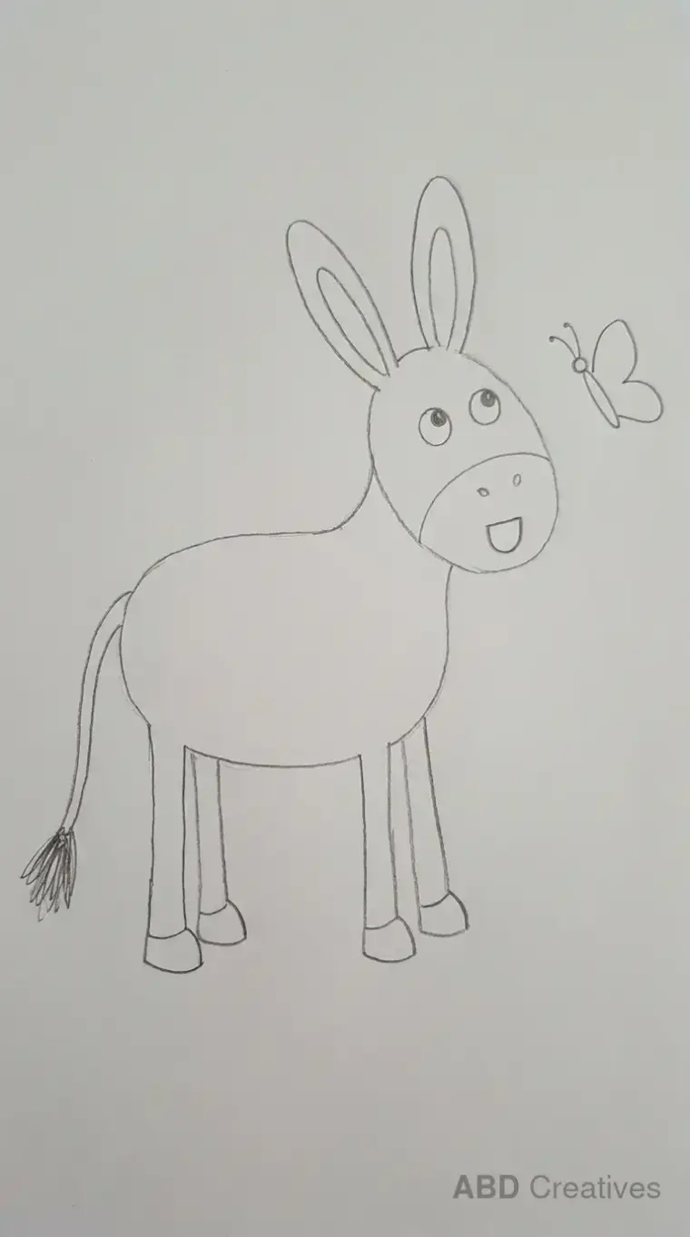 Donkey Looking at a Butterfly