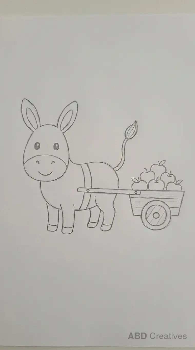 Donkey Pulling Cart with Apples