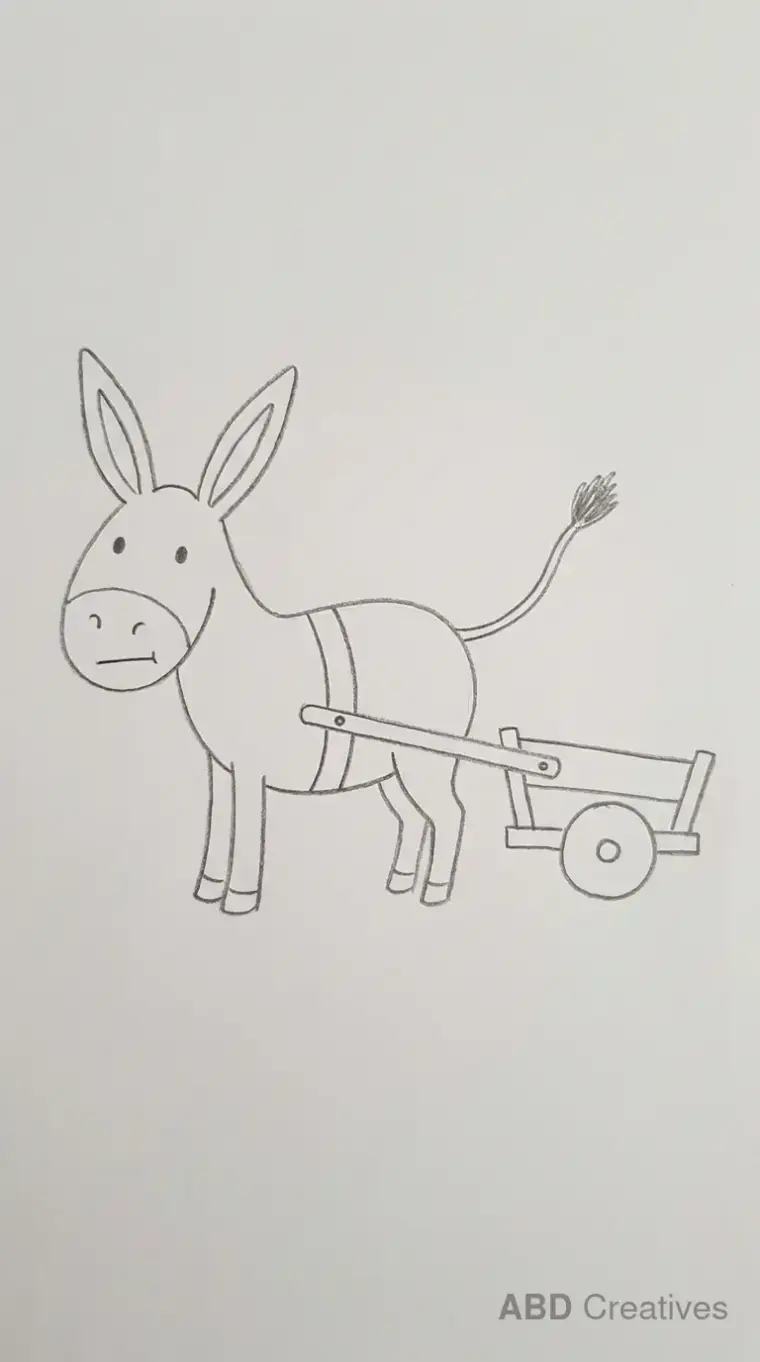 Donkey Pulling Wooden Cart