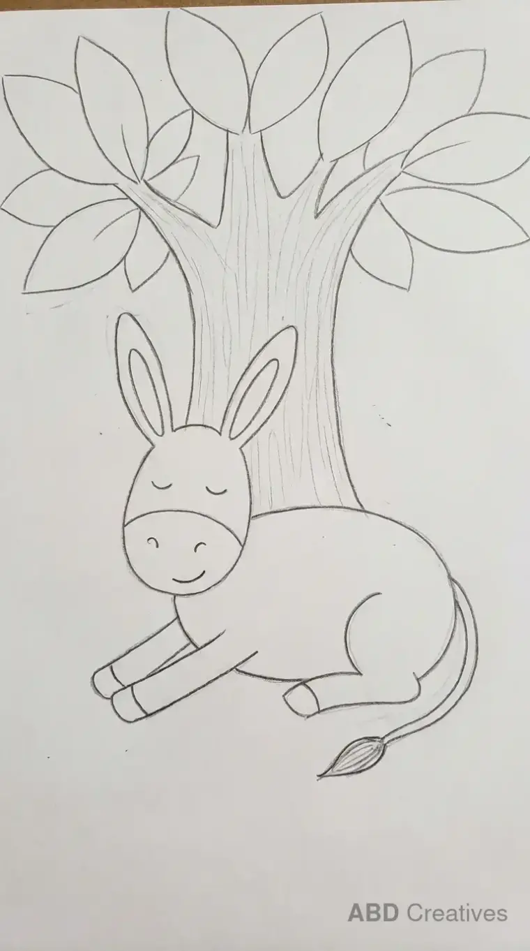Donkey Resting Under a Tree