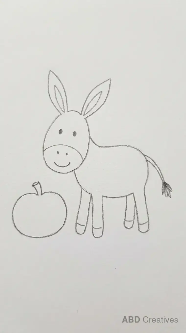 Donkey Standing Beside an Apple