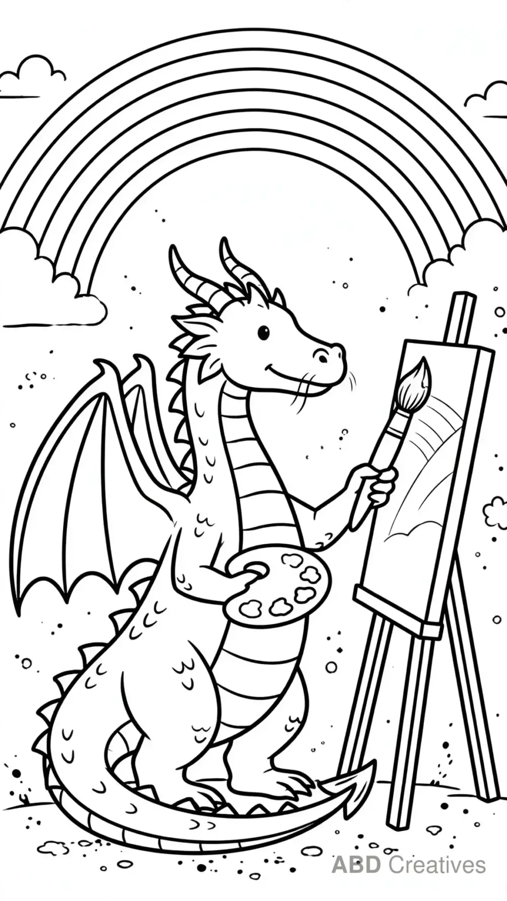 Dragon Painting a Rainbow Coloring Page