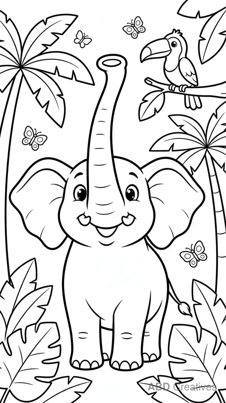 Elephant Trumpet Call Coloring Page