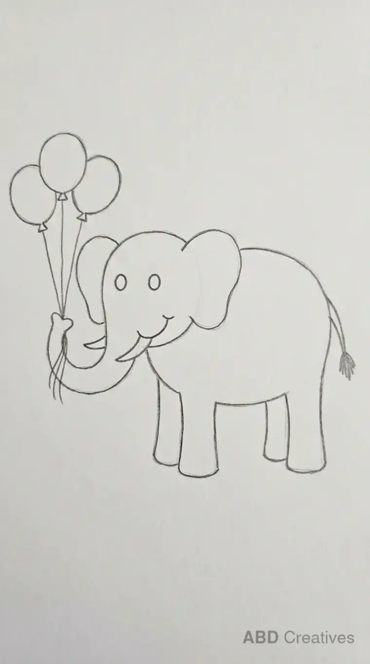 Elephant Holding a Balloon Bouquet