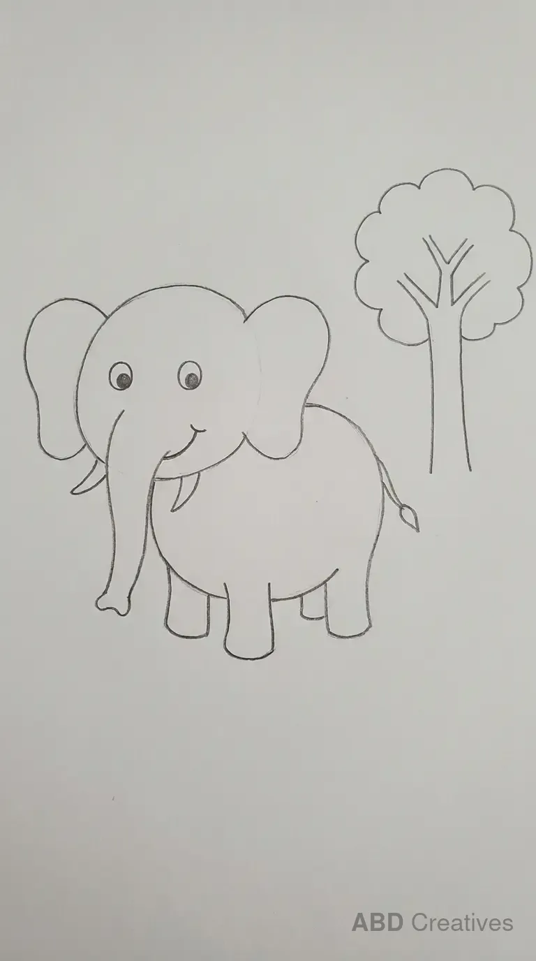 Elephant Standing Beside a Tree