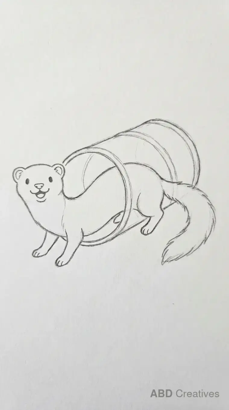 Ferret Crawling Through Play Tunnel