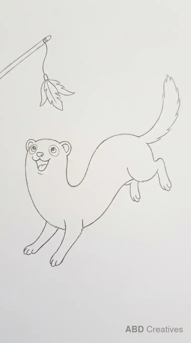 Ferret Jumping at a Feather Toy