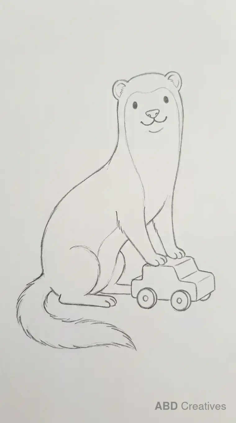 Ferret Playing with a Toy Car
