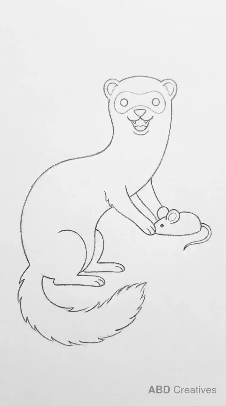 Ferret Playing with a Toy Mouse
