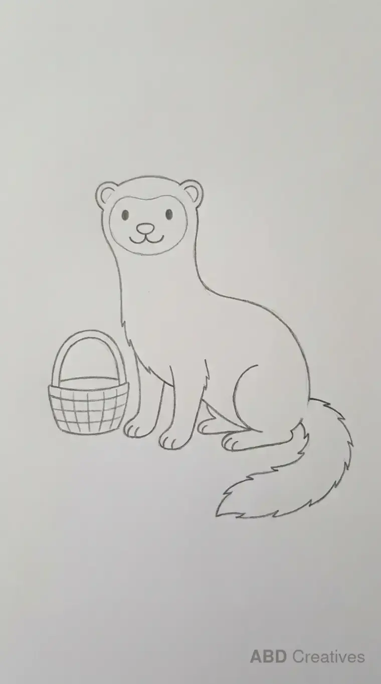 Ferret Sitting Beside a Basket