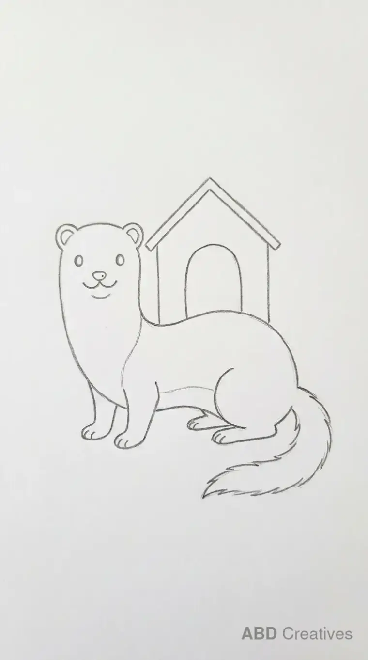Ferret Sitting by Pet House