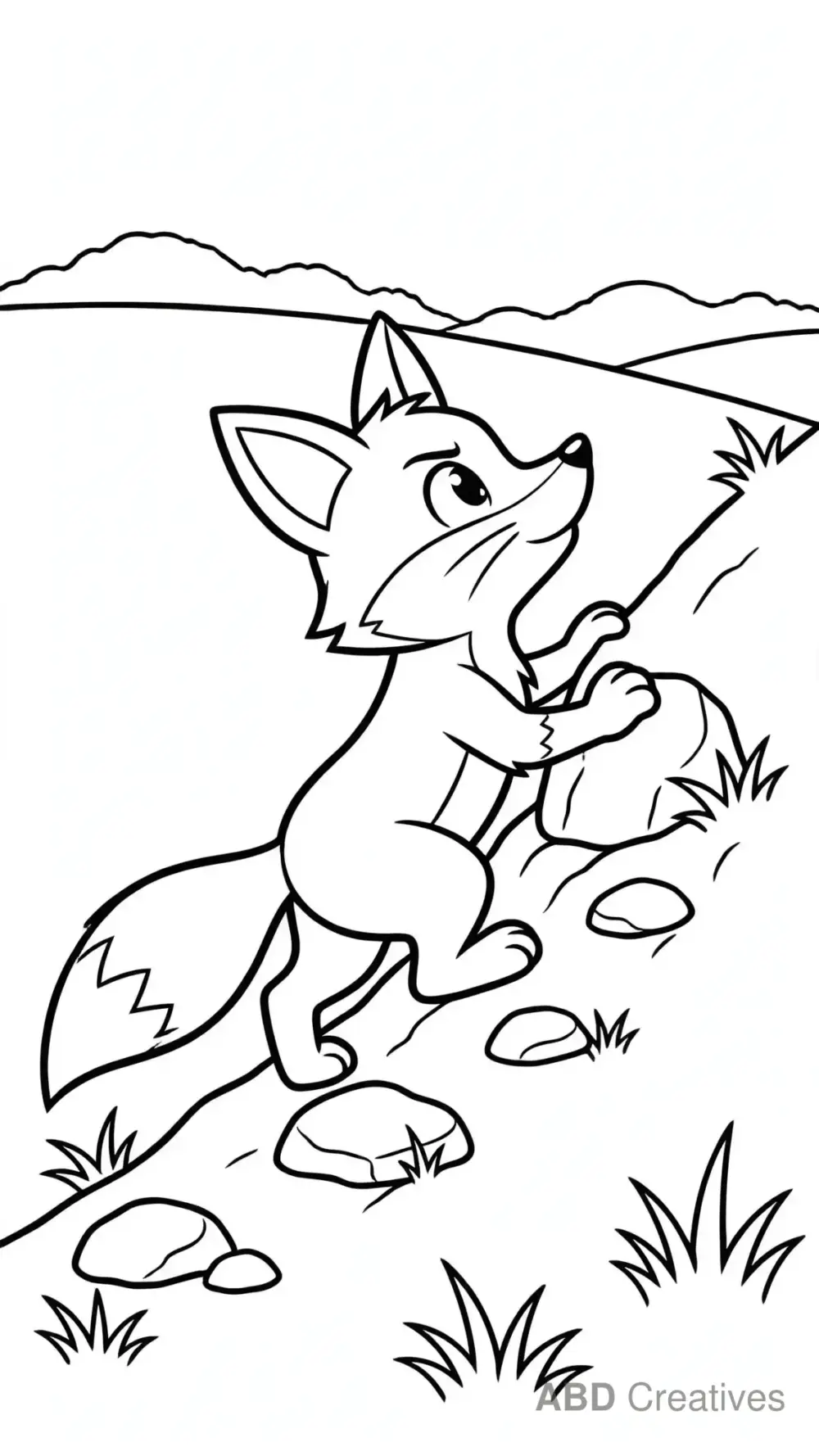 Fox Climbing a Small Hill Coloring Page