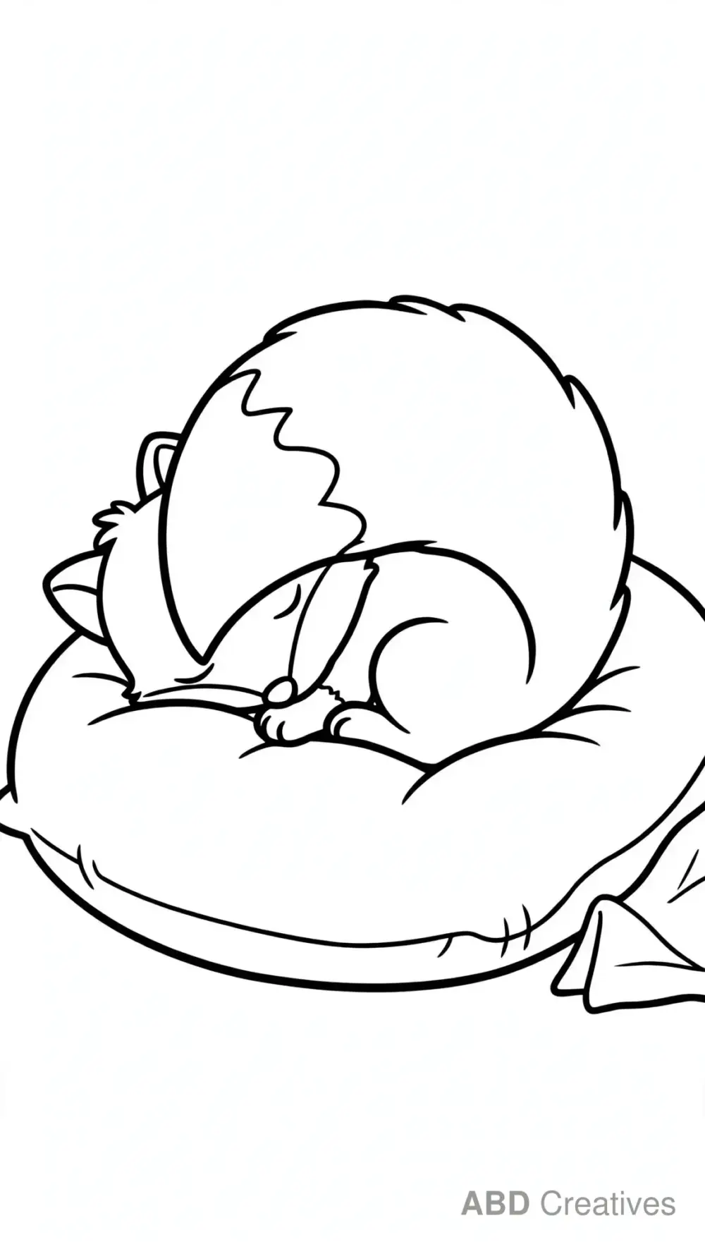 Fox Kit Sleeping on a Pillow Coloring Page