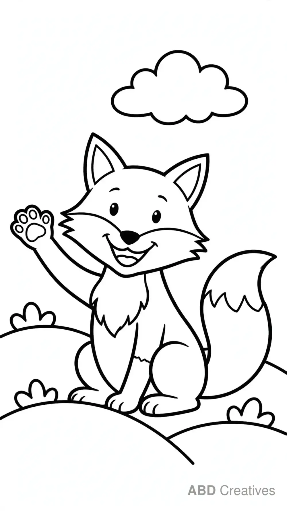 Fox Waving Hello Coloring Page