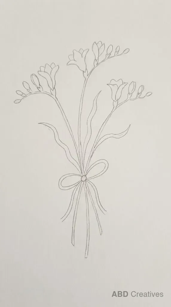 Freesia Bouquet Tied with a Ribbon