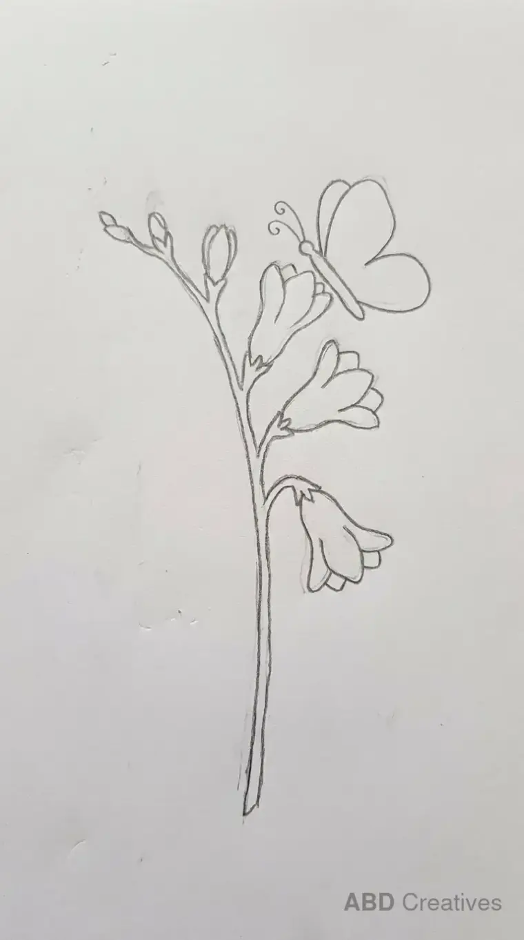 Freesia Flower with a Butterfly