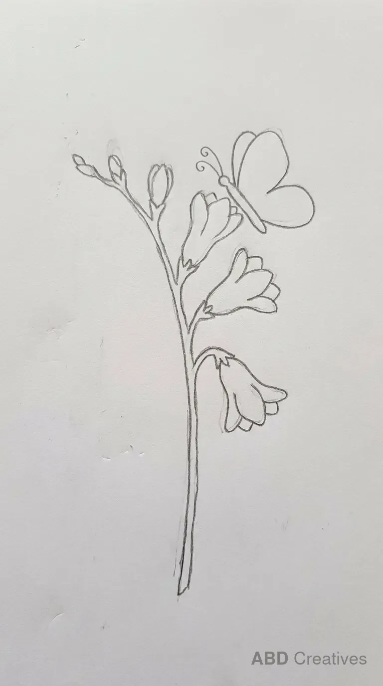 Freesia Flower with a Butterfly