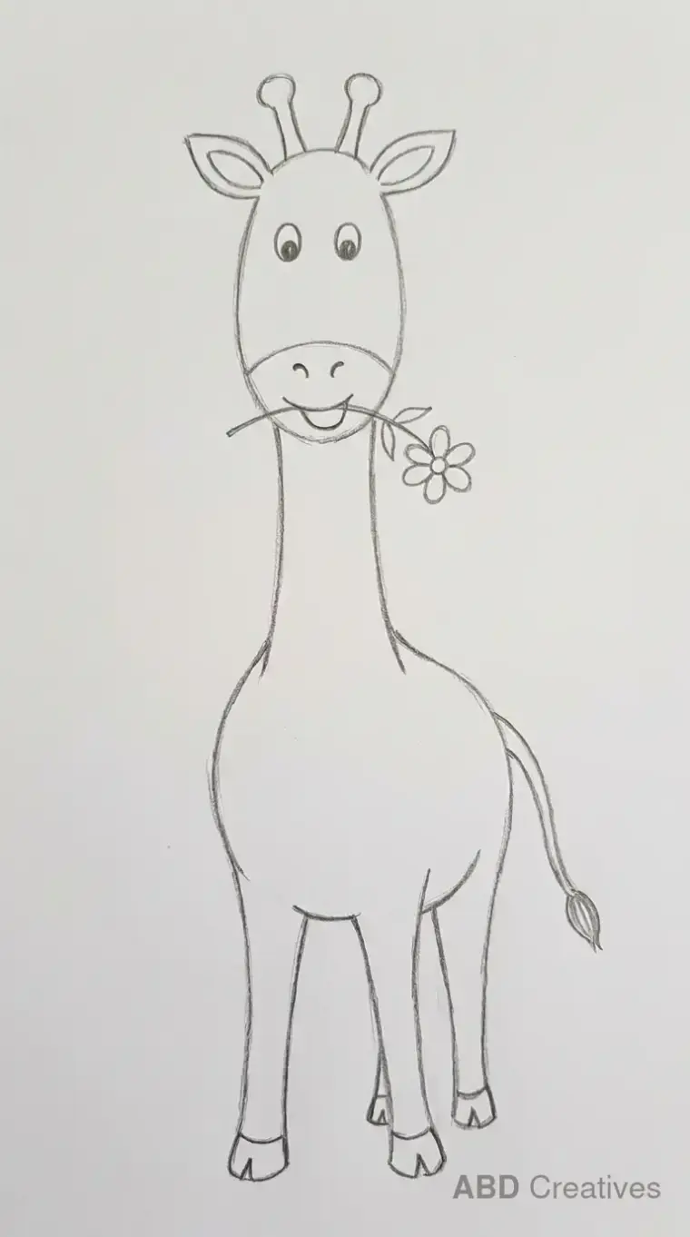 Giraffe Holding a Flower