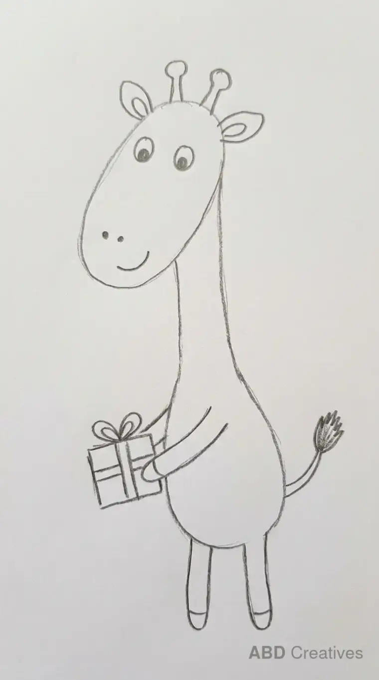 Giraffe Holding a Gift Box