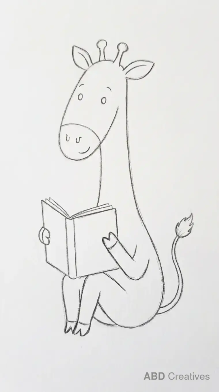 Giraffe Reading a Book