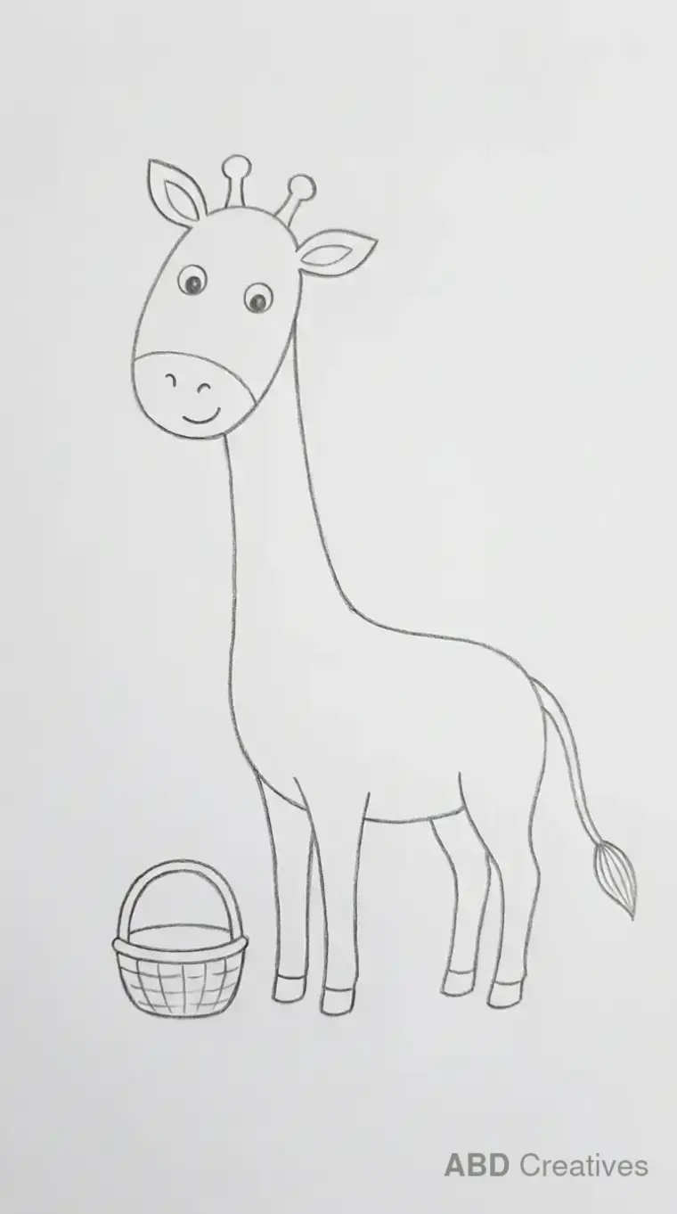 Giraffe Standing Beside a Basket