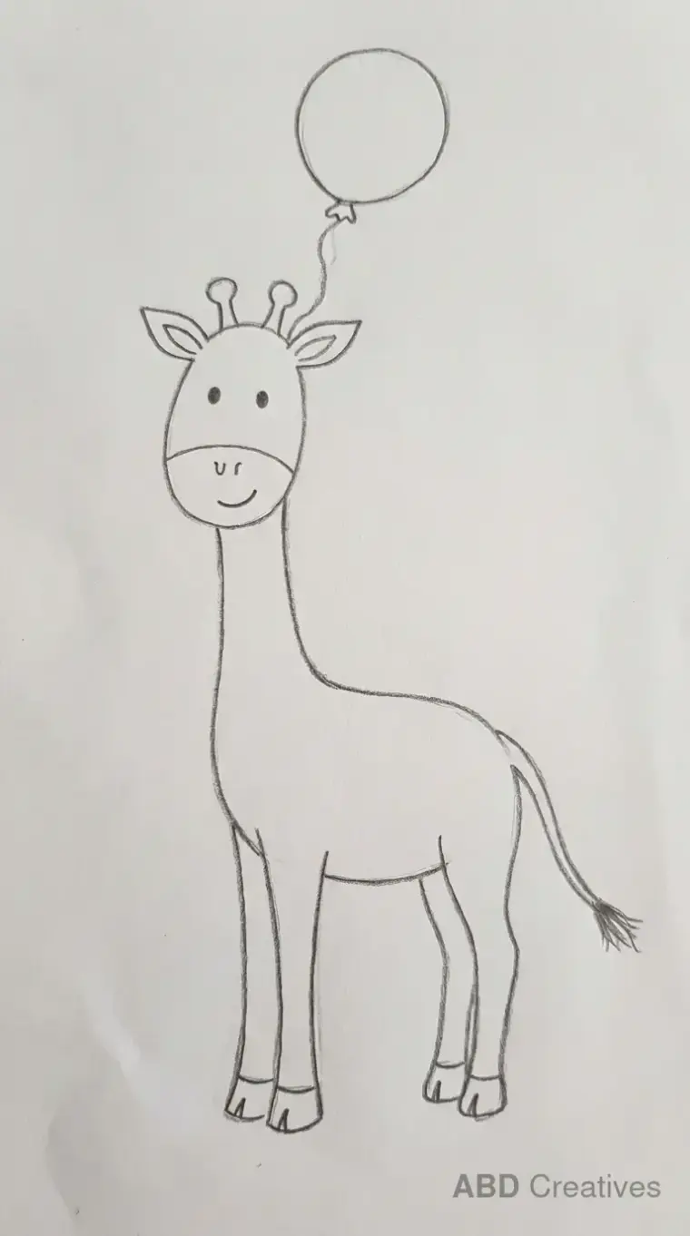 Giraffe with a Balloon Tied to Its Horn