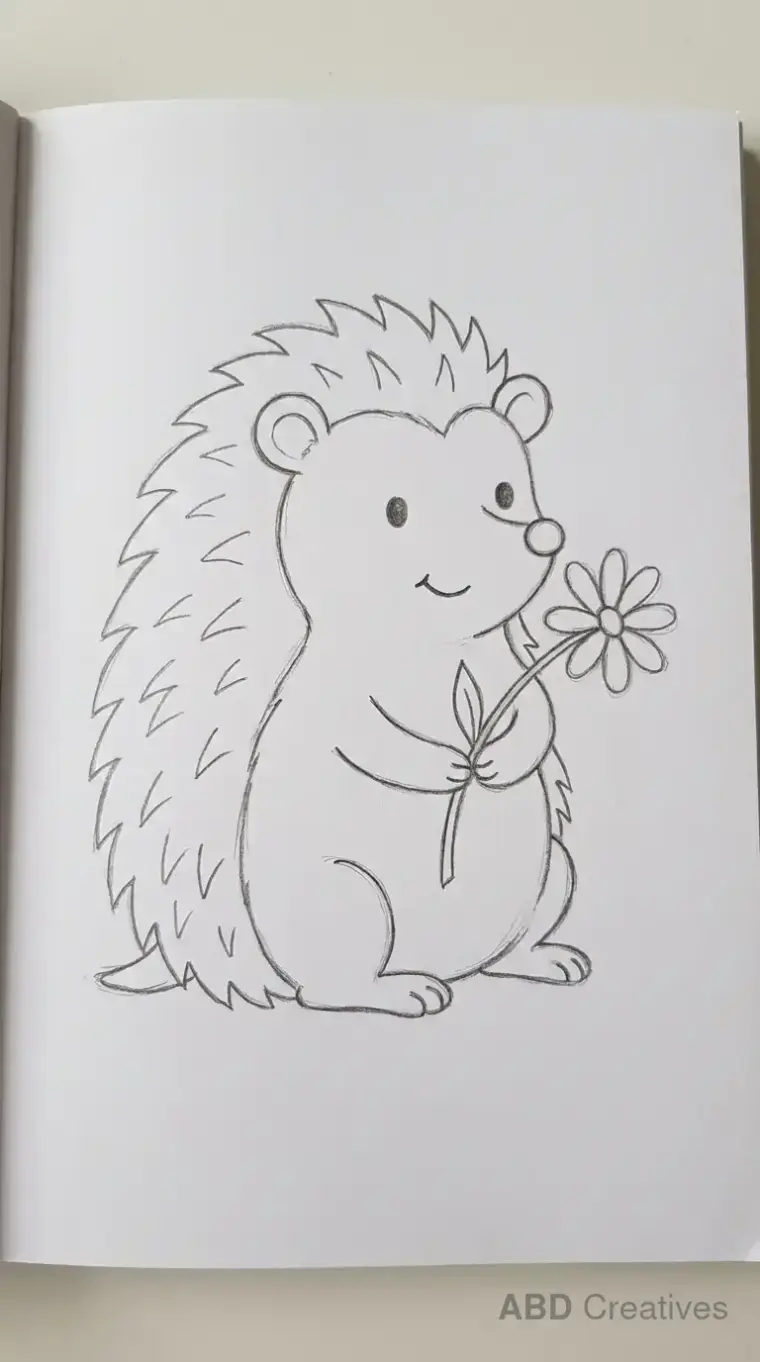 Hedgehog Holding a Flower