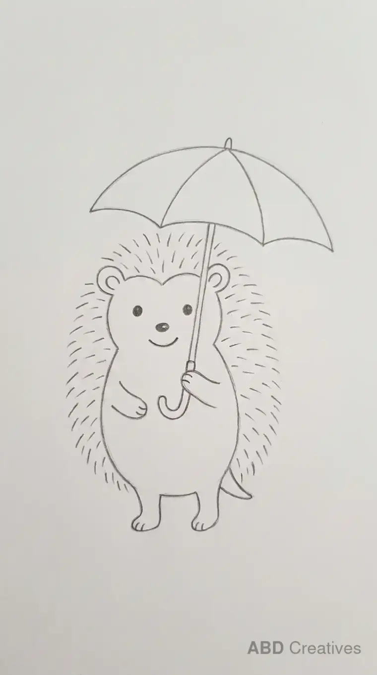 Hedgehog Holding an Umbrella