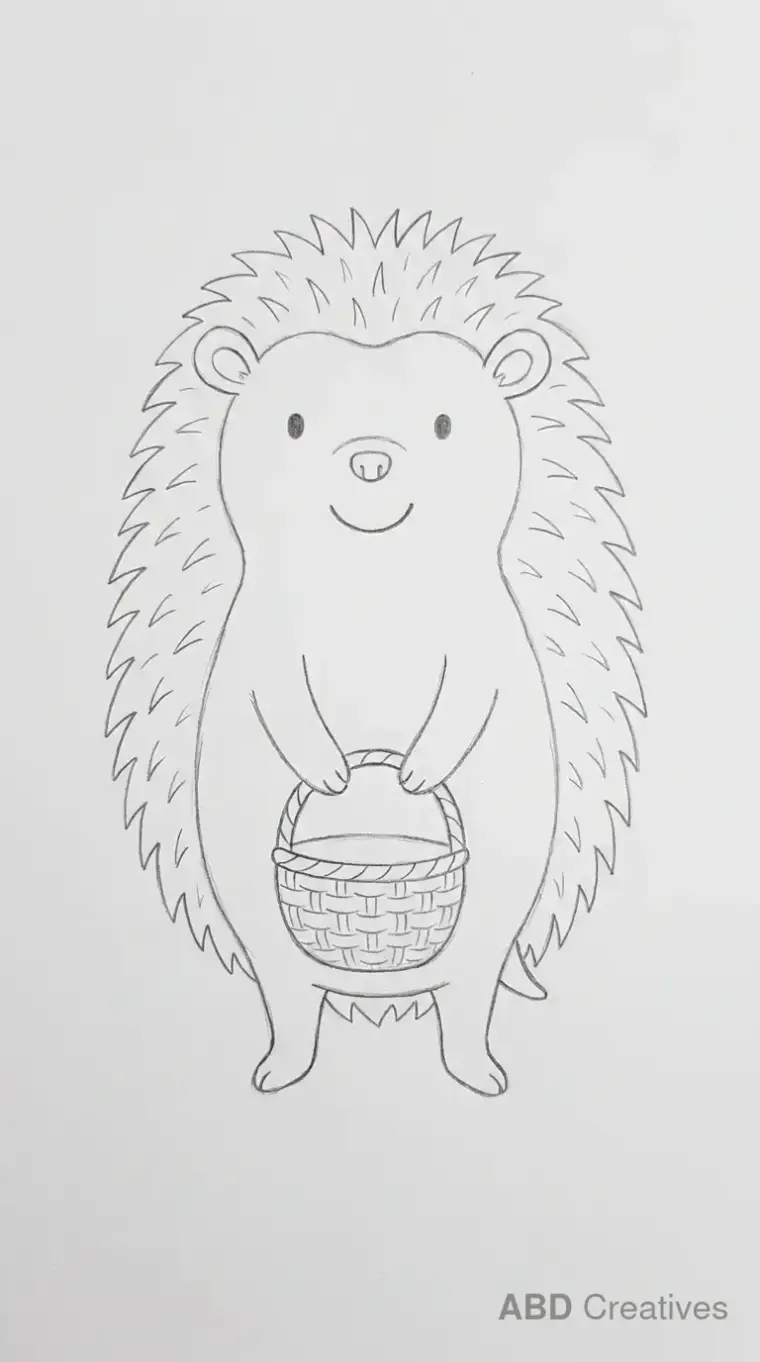 Hedgehog Holding a Basket